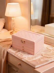1pc 3-Tier Jewelry Storage Box, Watch Organizer, Earring Holder, Necklace Display, Bracelet Tray, Ring Storage, Large Capacity 3-Layer Jewelry Box With Lock - Kotak perhiasan - View 22