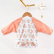 1Pc Rainbow Animal Print Waterproof & Mess - Free Long Sleeve Baby Bib, Adjustable Fit For 6 - 24 Months Toddlers