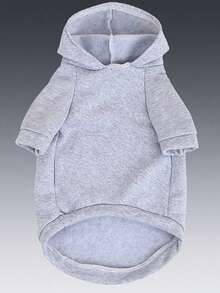 1 chiếc áo hoodie màu xám cho thú cưng, áo nỉ ấm áp lót lông cừu, thiết kế hình mèo hai chân, chống rụng lông, thích hợp cho mùa thu/đông. - Xám - Xem 5