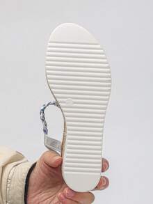 1 par de sandalias de plataforma para adolescentes, minimalistas y de moda, cómodas para uso diario casual, vacaciones, playa, con suela gruesa, de punta abierta, ligeras y versátiles para el verano - Plateado - Ver 8