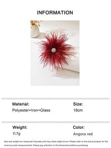 1 chiếc ghim cài áo hình lông vũ pha lê giả phong cách Bohemian cổ điển, ghim cài/kẹp tóc hình lông vũ độc đáo, cá tính, thanh lịch, đa năng, phù hợp cho phụ nữ sử dụng hàng ngày, dự tiệc, liên hoan và mọi dịp. - Angora đỏ - Xem 7