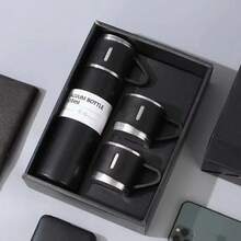 Vacuum Insulated Water Bottle, Outdoor Tumbler, Business Gift Set (1 Bottle + 3 Lids), Gift Box, 304 Stainless Steel Cup As Souvenir