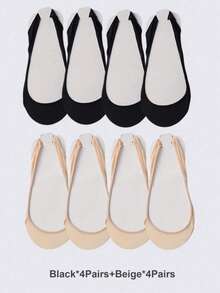 1/4/8 双装女士硅胶防滑镂空后跟袜，带缓冲鞋垫，适合搭配高跟鞋或日常穿着 - 彩色 - 查看 10