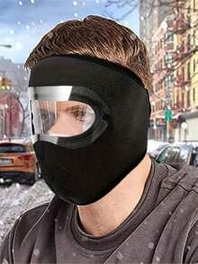 1pc Wind-Resistant Warm Face Mask With Detachable Anti-Fog Transparent Sun Visor, Adjustable Size, Ideal For Cold Weather Protection And Ear Coverage - Perfect For Cycling And Outdoor Activities