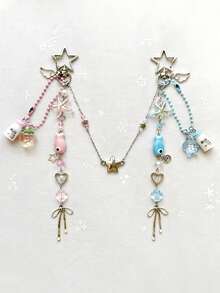 1PC Ocean Series Starfish And Small Fish Pendant Keychain For Girls Sweet Star Magnetic Friendship Backpack Pendant Mobile Phone Chain - one-size - View 8