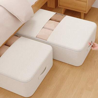 Túi đựng đồ dưới gầm giường có khóa kéo, túi vải gấp gọn dùng để đựng chăn, gối, dung tích lớn với cửa sổ trong suốt, có thể dùng làm hộp đựng đồ dưới gầm giường, trang trí phòng ngủ/phòng khách/nhà cửa.