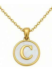 1pc 18K Gold Stainless Steel Letter Pendant Necklace - Gold - View 5