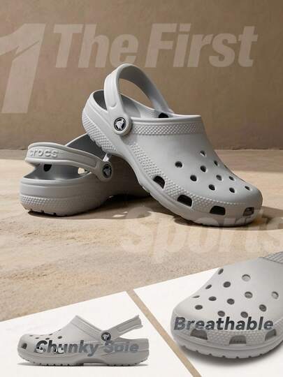 Crocs صندل كلاسيكي خفيف الوزن للرجال والنساء لارتداء على الشاطئ والنزهات والمناسبات الخفيفة 10001-1FT