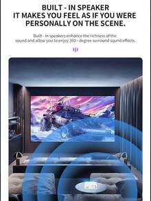 1pc M200S Portable Mini Projector 320*240P | Wired Screen Mirroring For Phone | USB/SD/AV/HD/Type-C Interfaces | Home Party Office Travel Outdoor Movie Projector | No Built-In System | With 5V 2A Adapter Included - White - View 7