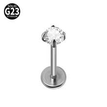 1PC Prong Zirconia G23 Titanium Cartilage Earrings Stud Opal Threadless Helix Ear Tragus Piercing Body Jewelry - Titanium Color - View 30