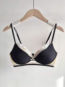 Đồ lót ren đen dành cho nữ, áo ngực nâng ngực cổ chữ V sâu gợi cảm, áo ngực thoáng khí giúp nâng đỡ vòng một nhỏ. - màu đen - Xem 2