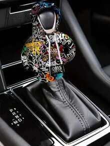 Fun Quote Shift Knob Hoodie, Stretchable Knit Car Shifter Cover, Graffiti Graphic Manual Gear Accessory