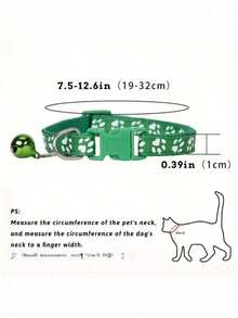 1pc Adjustable Pet Collar With Bell, Dog Collar, Single Paw Print Collar, Cat Buckle Collar, Pet Necklace, Pet Supplies Reflective Sticker Collar Set - Multicolor - View 4