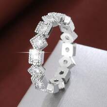 1pc Fashionable Geometric Arrangement Design Cubic Zirconia Women Ring - Multicolor - View 11