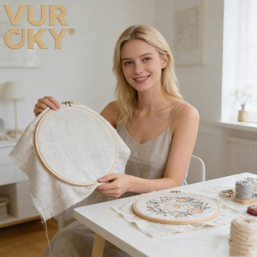 50*150cm Large Size Pre-Cut Embroidered Fabric, Suitable For Sewing, Cross-Stitch And Garment Making, Vintage Style Fine Linen Material, Solid Color Handmade Cloth, Applicable For Tablecloths, Potted Plant Decor And DIY Handicraft Projects - Multicolor - View 1