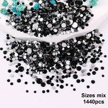 SS6 2MM-SS30 6.4MM, 7 Sizes, Non-Hot Fix, Adhesive Round Flat Bottom Glass Crystal Rhinestones, Multi-Color Crystal Gemstone Jewelry Beads DIY Glass Stone Diamond Design Accessories, Glitter Nail Art Stickers Decoration, Suitable For Phone Cases, Clothes, Bags, Shoes, Crafts - Multicolor - View 75