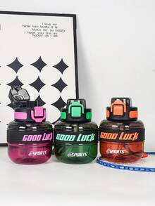 1pc 600ml/26oz Gradient Colorful Tumbler Cup, Gradient Grenade-Shaped Water Bottle With Handle Strap, Durable And Portable For Outdoor Sports, Running, Fitness, Swimming, Camping, Suitable For Various Festivals And As A Gift - Multicolor - View 9