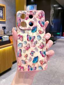 1pc Multi-Butterfly UV Printed Anti-Drop Phone Case Compatible With Samsung/Galaxy/Infinix/Redmi/OPPO/VIVO/Realme Android Models - Pink - View 2