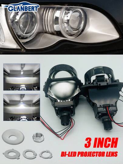 GLANBERT 2个摩托车辅助LED灯驾驶射灯白/琥珀色雾灯带安装支架线束防水越野工作灯兼容摩托车车汽车卡车60W驾驶灯