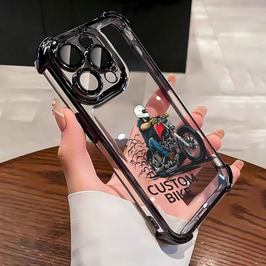 Funda personalizada con diseño de moto, compatible con Samsung, Apple, VIVO, OPPO, , Transsion, , y Honor. Fabricada en TPU, ofrece protección a prueba de golpes y caídas. ¡El regalo perfecto para los amantes de las motos! - Negro - Ver 1