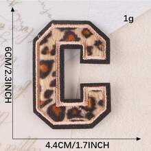A-Z English Letter Patches, Leopard Print Embroidered Iron-On Stickers, Suitable For Clothing, DIY Name Apparel