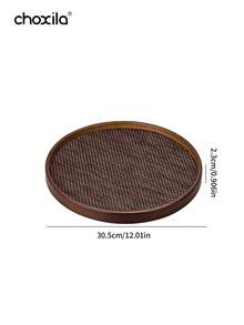 1pc Walnut Round Serving Tray, Household Tray For Holding Snacks, Pastries, Teapot And Tableware - Walnut Round Tray - View 8