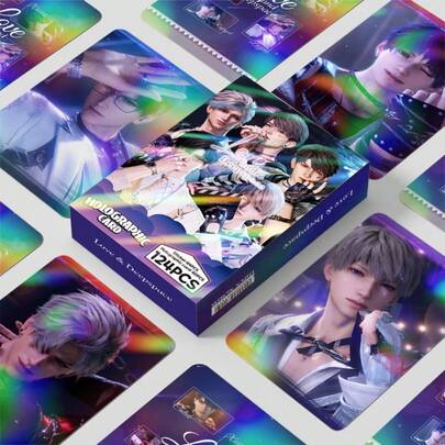 124pcs Holographic Cards, Anime Stickers, LOMO Cards, Photo Cards, Double-Sided Cards, Gift Box Collection Cards/Postcards/Bookmarks, LOMO Card Sticker Set, Essential Collectibles For Fans