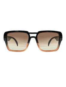 1副复古双梁方形时尚眼镜，女士款，时尚街头风 - 黑框漸茶片 - 查看 4