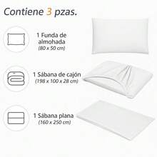 Juego de Sábanas de Microfibra Premium Tipo Satén Suaves y Frescas con Bolsillo Profundo para Cama Individual Matrimonial Queen King Incluye Sábana de Cajón Sábana Plana y Fundas de Almohada - Blanco - Ver 5
