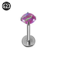 1PC Prong Zirconia G23 Titanium Cartilage Earrings Stud Opal Threadless Helix Ear Tragus Piercing Body Jewelry - Titanium Color - View 29
