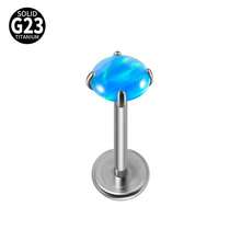 1PC Prong Zirconia G23 Titanium Cartilage Earrings Stud Opal Threadless Helix Ear Tragus Piercing Body Jewelry - Titanium Color - View 28