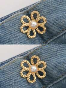 2 Sets Of 6-Petal Detachable Invisible Waist Belt Flower Buckle, Waist Cinching Buttons, Shirt Collar Pins - Multicolor - View 16