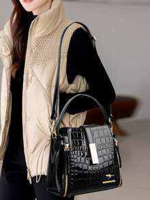 2026 NEW Women Tote Bag Luxury Designer Handbag Crocodile Pattern Leather Shoulder Bag High Quality Crossbody Bags - Black - View 8