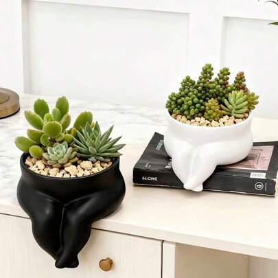 1件创意可爱腿形花瓶，壁龛艺术花瓶，客厅桌面花瓶，高端装饰摆件