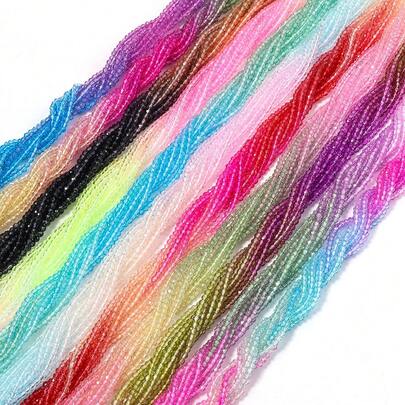 1 sträng 2 mm fasetterade kristallpärlor i tonad färg/glaspärlor/distanspärlor, glänsande färgglada handgjorda gör-det-själv-pärlor för armband, halsband, smyckestillverkning, hängen, hantverksdekoration, grossistpärlor