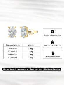 1 PC 925 Sterling Silver Stud Earrings Shining Oval Cut 8A Zirconia Stone Elegant Brilliant Jewelry For Teenager Girl - LZE03 - View 9
