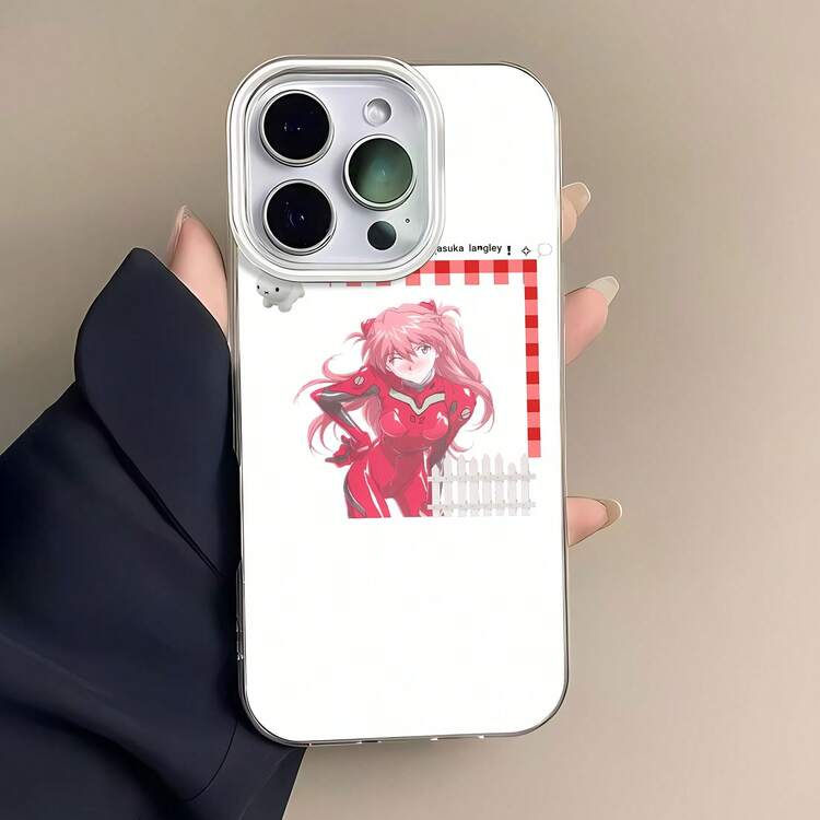 Funda de teléfono de Asuka Langley Soryu Anime, compatible con  17,  16 Pro Max,  15 Pro Max,  13 y  12. Fabricada en TPU para mayor protección contra golpes y caídas. Un regalo perfecto para fans del anime, amigos y ocasiones especiales. - Blanco - Añade 1