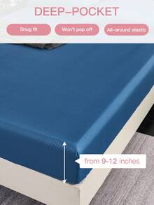 3/4pcs Microfiber Bed Sheet Set (1pc Flat Sheet + 1pc Fitted Sheet + 1/2pcs Pillowcase) Without Pillow Insert, Super Soft & Breathable Hotel Luxury Bedding, Fits 9-12 Inch Mattress, Machine Washable, Oeko-Tex Certified - Blue - View 4