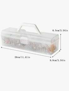 1pc Desktop Decor Jewelry Transparent Rectangular Storage Box , Makeup Room Decor, Room Decor - White - View 6