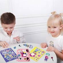 8pcs K-Pop Witch Girl Group Face Swap Puzzle Stickers, Cartoon Character Doodle Interactive Scrapbook Stickers - Multicolor - View 4