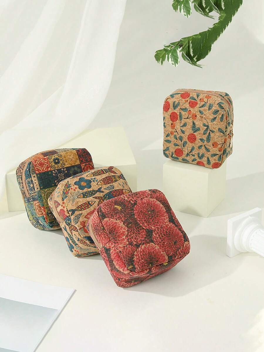 1 túi đựng băng vệ sinh, ví đựng chìa khóa và tiền xu đa năng, túi đựng tai nghe và đồ trang điểm dung tích lớn, tiện dụng cho sử dụng hàng ngày. - Nhiều màu - Xem 1