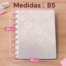 Smart Disc Notebook B5 Hardcover College Ruled School Notebook Floral 3D - DARK PINK - View 9