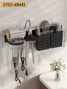 壁挂式吹风机支架，无需钻孔浴室吹风机收纳架，直发器和卷发棒整理架（适用于美发沙龙浴室），浴室置物架，浴室收纳整理，浴室配件，房间装饰，返校必备 - 彩色 - 查看 3