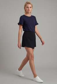 Wrap-Effect Skort - Black - Black - View 1