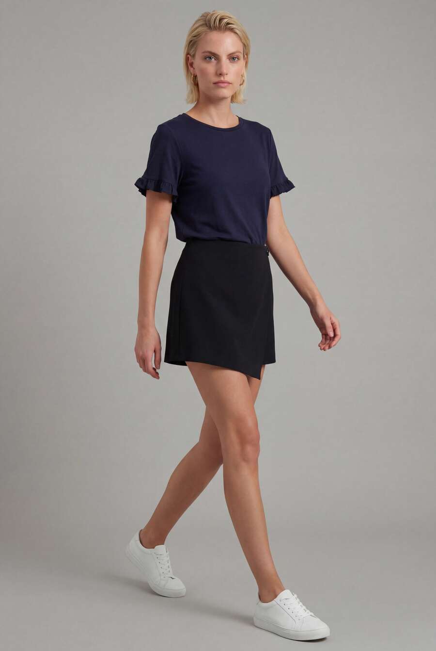 Wrap-Effect Skort - Black - Black - View 1