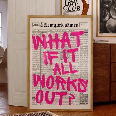 Modern siyah beyaz gazete tarzında, "Her şey yolunda giderse" temalı, olumlu onaylamalar ve ilham verici alıntılar içeren 1 adet kanvas poster. Pembe, siyah beyaz gazete duvar dekorasyonu, pembe gazete baskılı malzeme: Olumlu alıntılar, yurt dekorasyonu, ev dekorasyonu, oda dekorasyonu, yatak odası dekorasyonu, oturma odası dekorasyonu, banyo dekorasyonu, duvar dekorasyonu için uygundur, çerçeveli isteğe bağlı duvar sanatı.