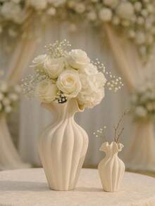 1 pieza Jarrón hecho a mano, jarrón decorativo ondulado bohemio, boca con forma de pétalo, decoración de escritorio minimalista para el hogar, regalo de estilo rústico, adecuado para sala de estar, dormitorio, centro de mesa de boda sencilla para pareja, decoración del hogar de estética neutra, se adapta al escritorio - multicolor - Ver 5