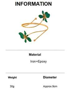 Adjustable Floral Armband, Fashionable Green Arm Cuff - Green Flower Armlet - View 8