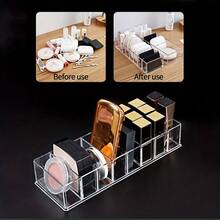 1件透明壓克力化妝收納盒，8格分隔，極簡設計，可攜式浴室梳妝台化妝工具收納盒，適用口紅與刷具 - 無色 - 查看 4