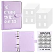 100 Envelopes Money Saving Challenge Binder, Money Saving Challenge Budget Binder With 100 Cash Envelopes, Money Saving Binder With Pre-Numbered Pockets, Easy And Fun Way To Save $5,050, Suitable For Valentine's Day, Ramadan, Back To School, Christmas, Birthdays, Graduations, And Other Occasions